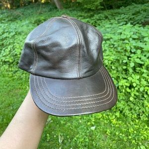 -Vintage Adventure Bound BASEBALL  Genuine Leather Cap Hat Brown Strapback